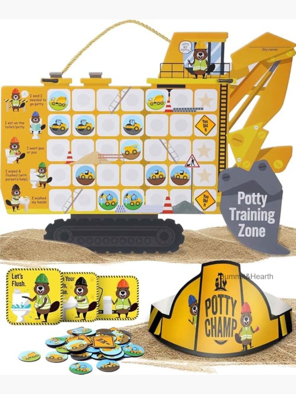 Tractor Potty Training Chart Kit with 35 Magnetic Stickers & Board